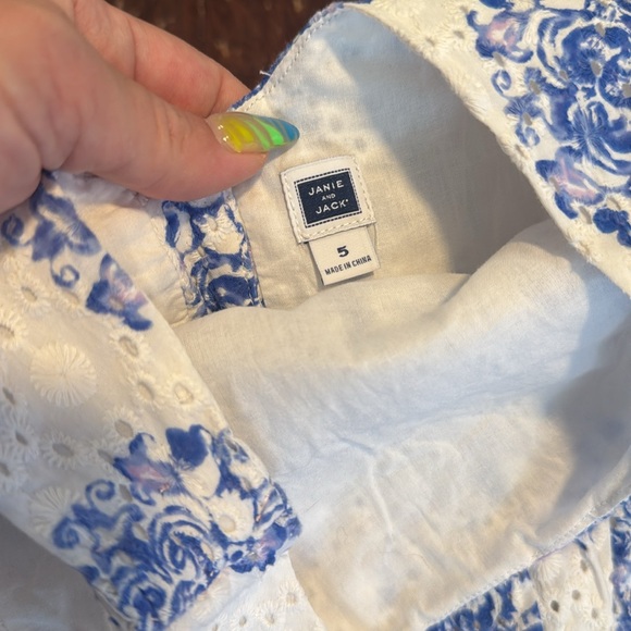 Janie and Jack Blue and White Floral Dress - Picture 4 of 9